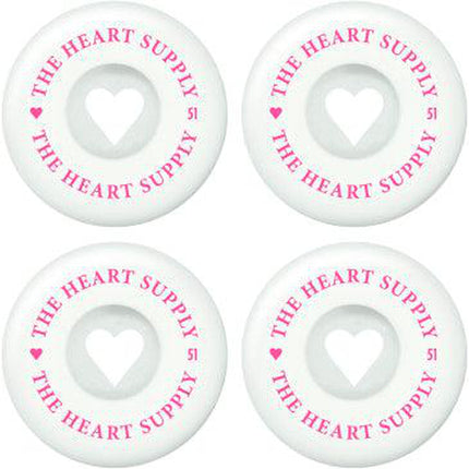 Heart Supply Clean Heart 99A Skateboard Hjul 4-Pak - White/Pink-ScootWorld.dk