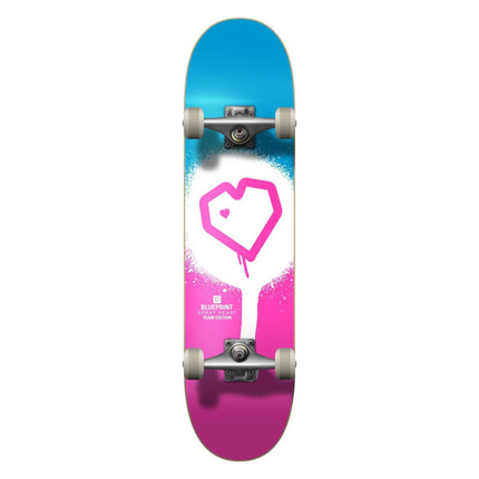 Blueprint Spray Heart V2 Komplet Skateboard - Pink/White/Blue-ScootWorld.dk