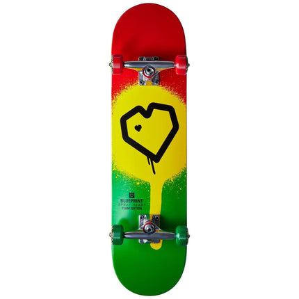 Blueprint Spray Heart V2 Komplet Skateboard - Rasta 2-ScootWorld.dk
