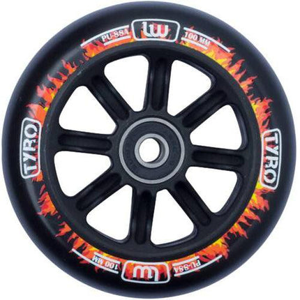 Longway Tyro Nylon Core Hjul Til Løbehjul - Black/Fire Flame-ScootWorld.dk