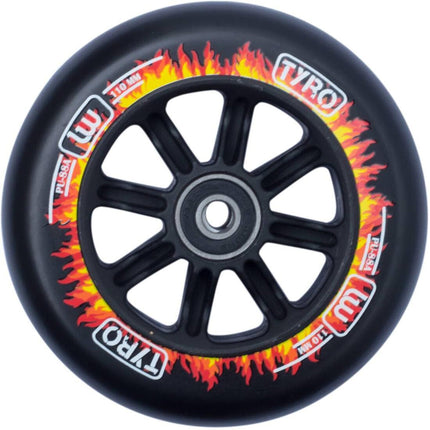 Longway Tyro Nylon Core Hjul Til Løbehjul - Black/Fire Flame-ScootWorld.dk