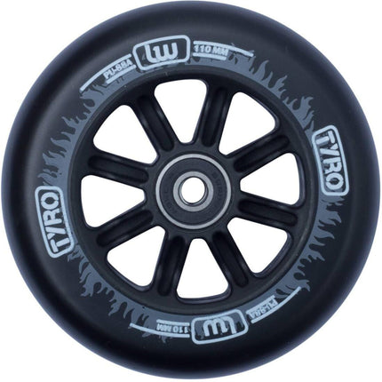 Longway Tyro Nylon Core Hjul Til Løbehjul - Black/White Flame-ScootWorld.dk