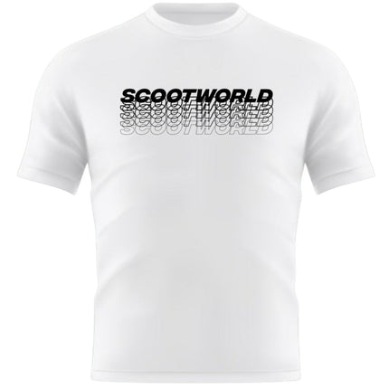 ScootWorld Repeat Logo Tshirt - White-ScootWorld.dk