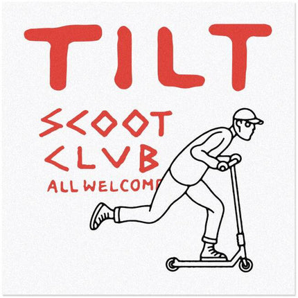 Tilt Scoot Club Klistermærke Til Løbehjul - Hvid-ScootWorld.dk