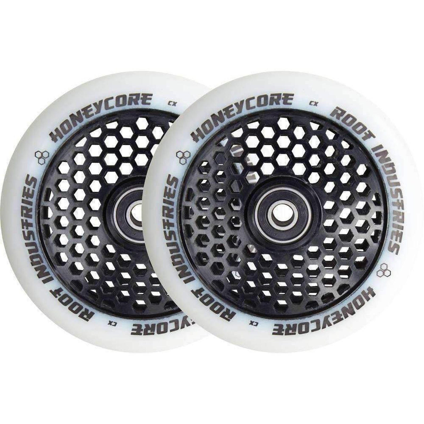 Root Honeycore Hvid 110mm Hjul Til Løbehjul 2-pak - Black-ScootWorld.dk