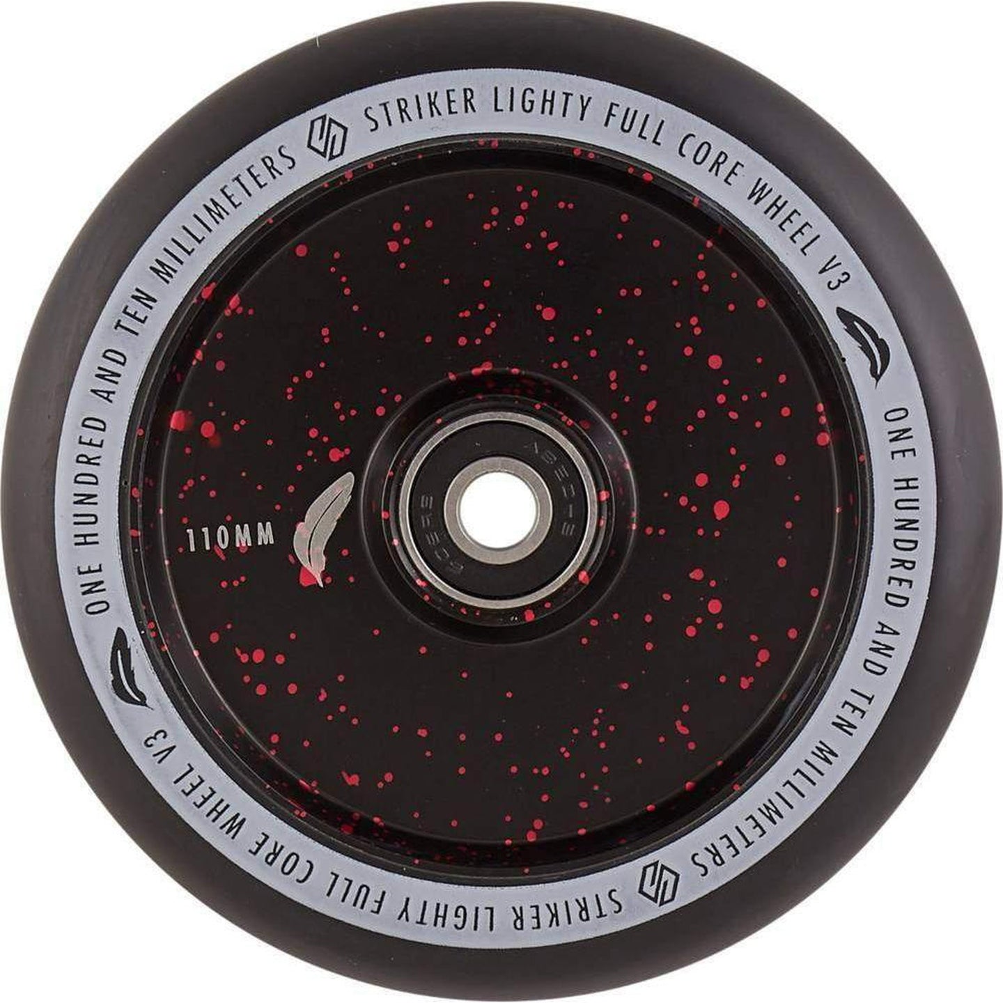 Striker Lighty Fullcore V3 Sort PU 110mm Hjul Til Løbehjul - Splash Black/Red-ScootWorld.dk